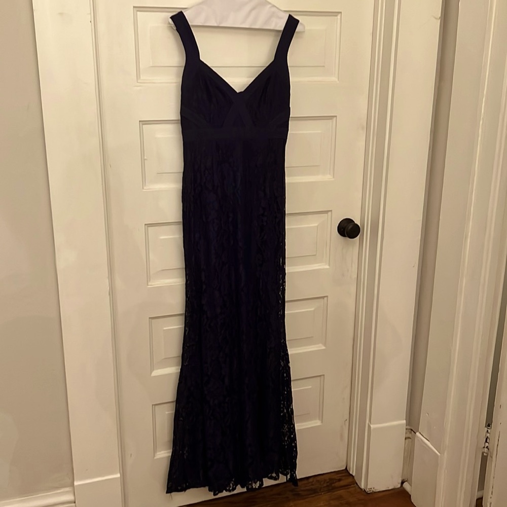 Lulus Navy Blue Lace Mermaid Gown